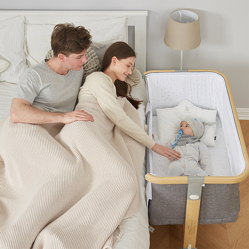 HZDMJ ベビーベッド 折りたたみ 添い寝 新生児用(0〜24ヶ月) 高さ6段階・消音昇降付き
