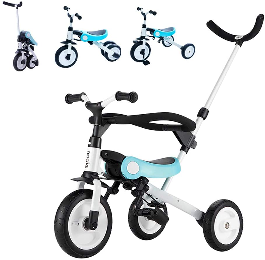 バランスバイク 3in1三輪車折りたたみ「三年保証」 組立簡単 手押し棒付き 2~6歳