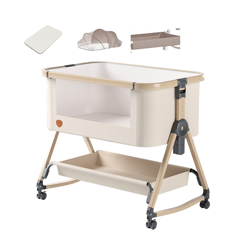 HZDMJ ベビーベッド 折りたたみ 添い寝 新生児用(0〜24ヶ月) 高さ6段階・消音昇降付き