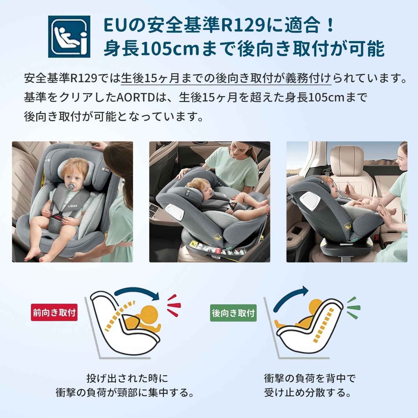 HZDMJ チャイルドシート ISOFIX固定 R129適合 i-size 新生児から12歳まで 360°回転式 ジュニアシート リクライニング  洗えるカバー