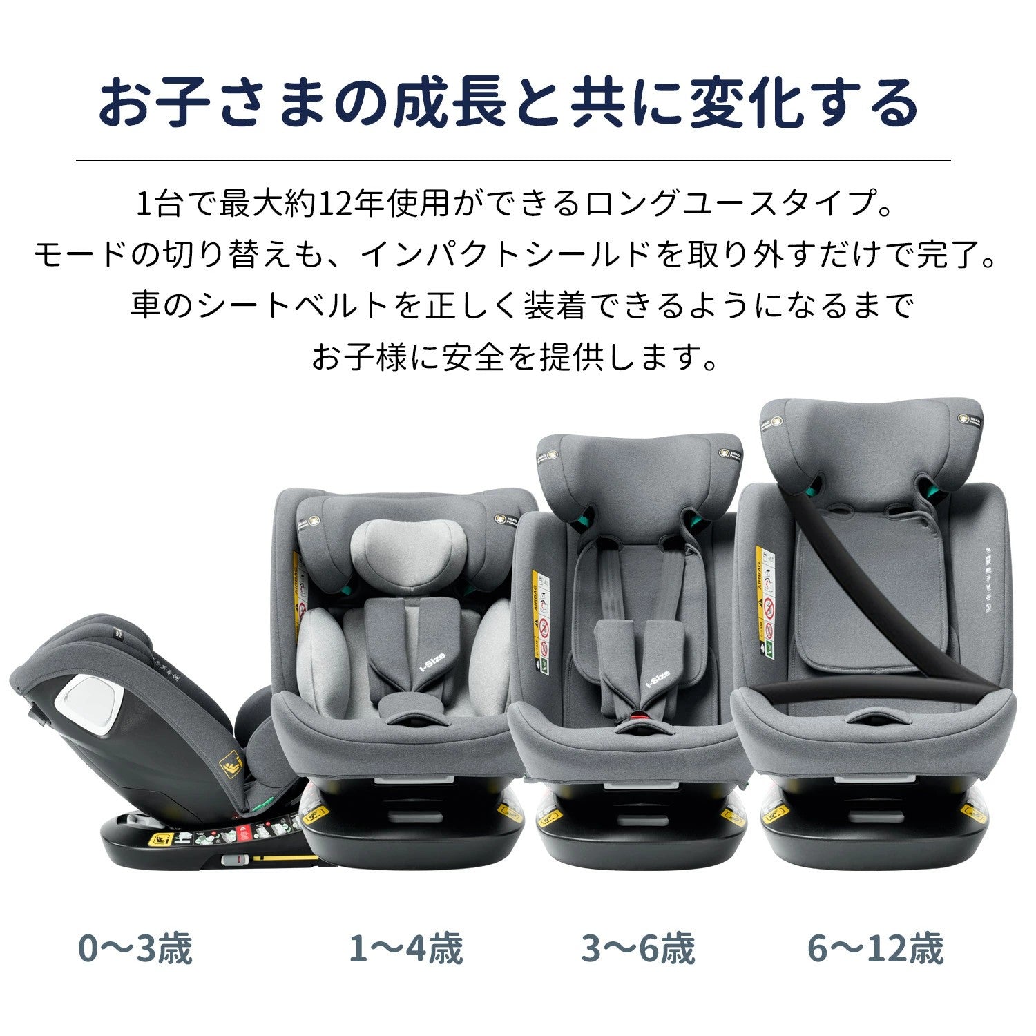 HZDMJ チャイルドシート ISOFIX固定 R129適合 i-size 新生児から12歳