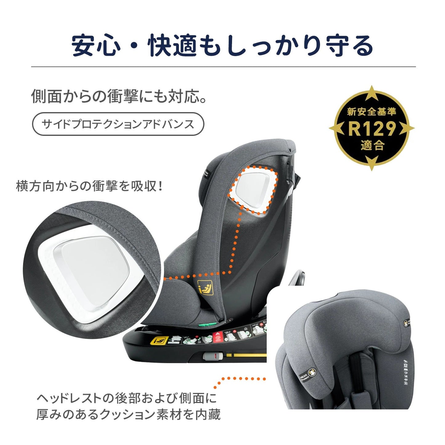 HZDMJ チャイルドシート ISOFIX固定 R129適合 i-size 新生児から12歳まで 360°回転式 ジュニアシート リクライニング  洗えるカバー