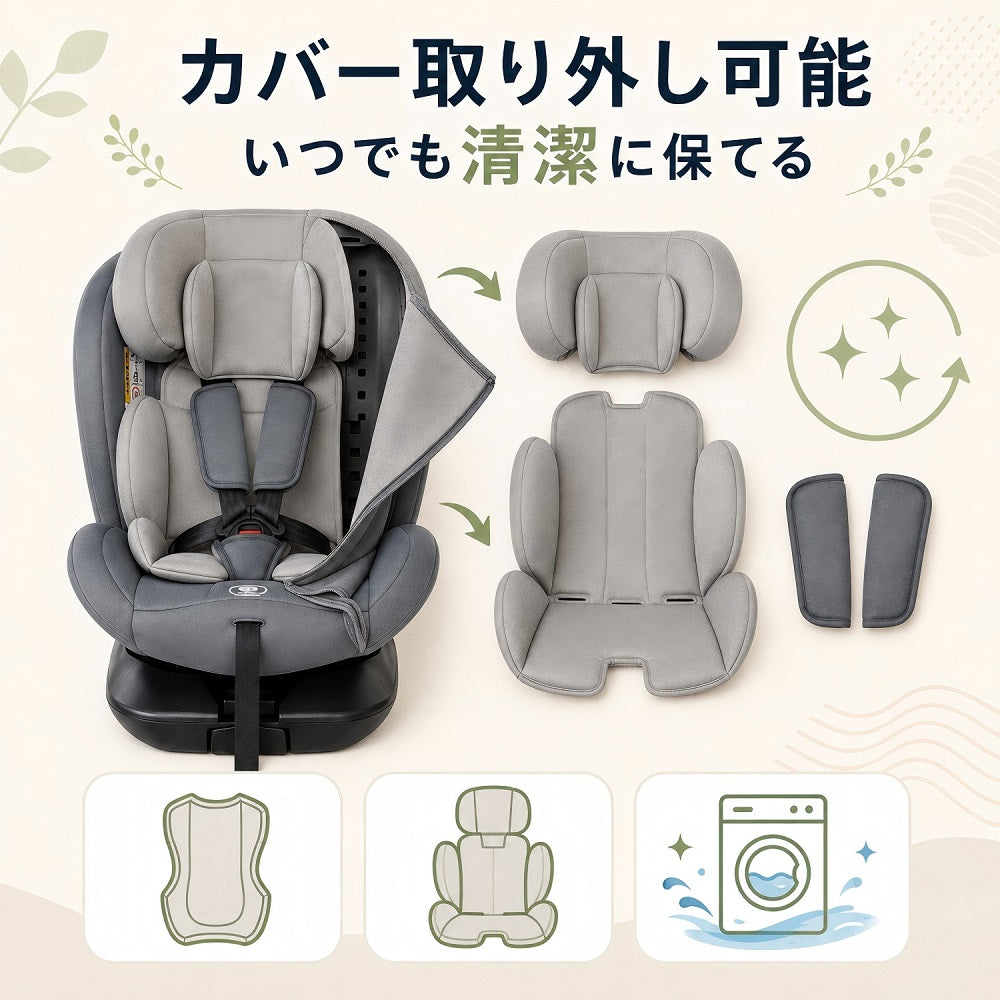 チャイルドシートジュニアシート 新生児～12歳まで長く使える 360度回転 ISOFIX対応 足踏みとサポートレッグ付き 5年保証