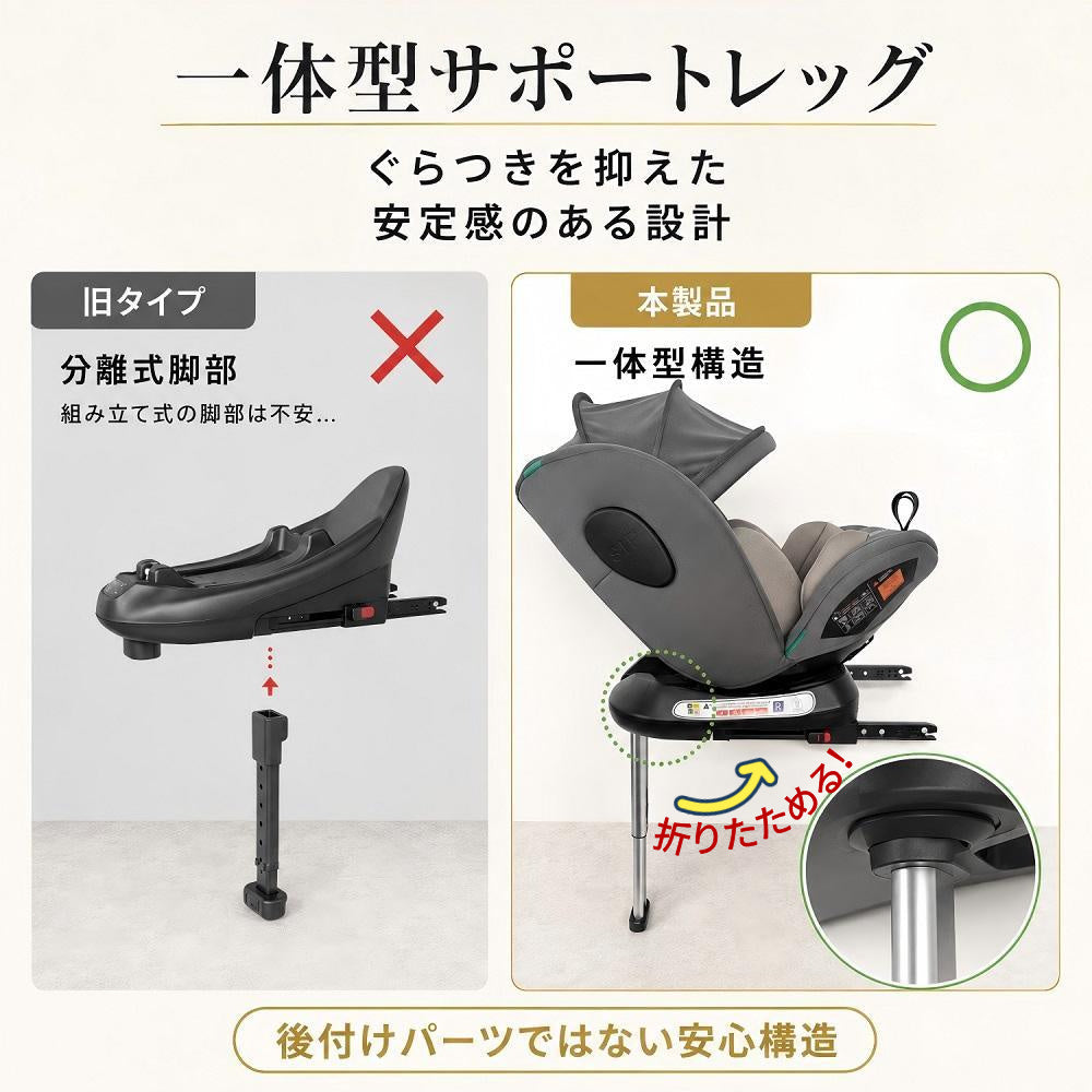 チャイルドシートジュニアシート 新生児～12歳まで長く使える 360度回転 ISOFIX対応 足踏みとサポートレッグ付き 5年保証