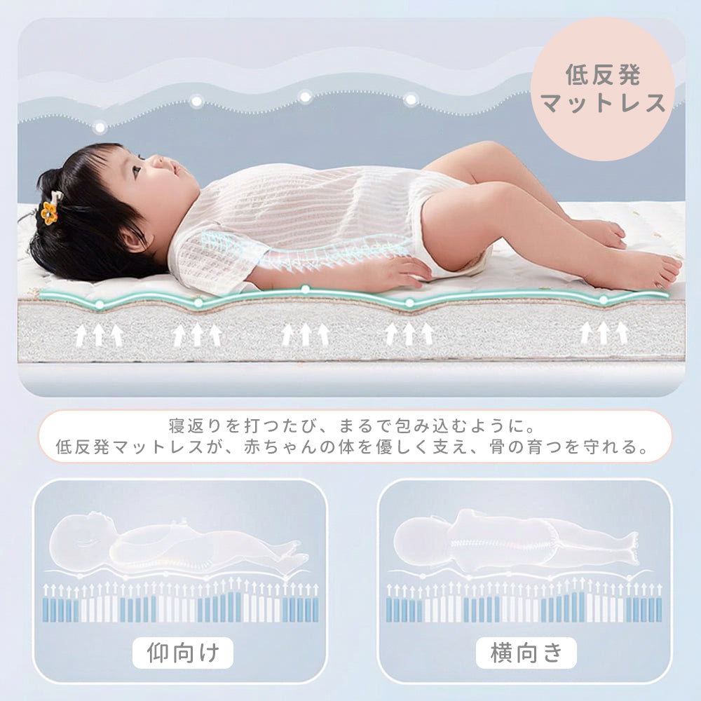 HZDMJ 新発売 ベビーベッド 添い寝 ハイローベッド 高さ5段調節 通気性