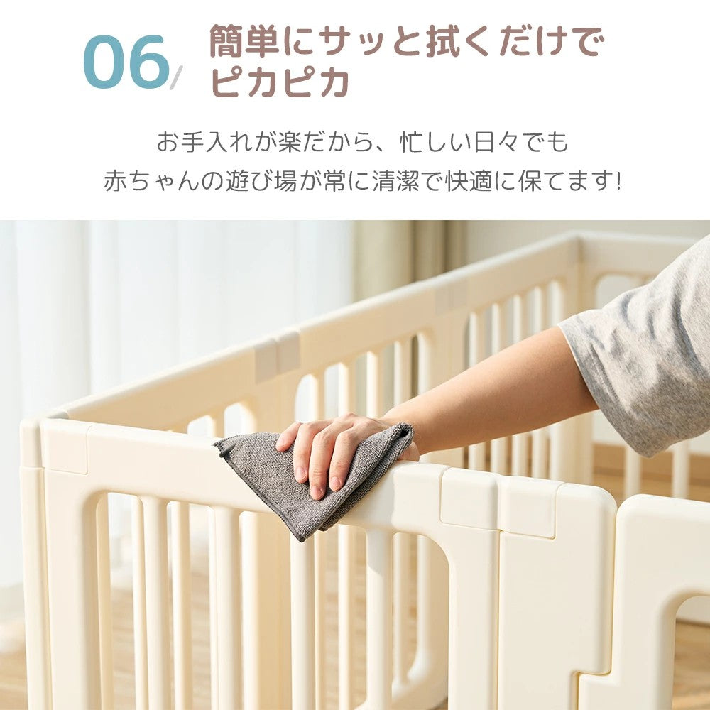 ベビーサークル プレイヤード ベッド 置くだけ ベビーフェンス 扉付き プレイサークル ドアロック 赤ちゃん 子供