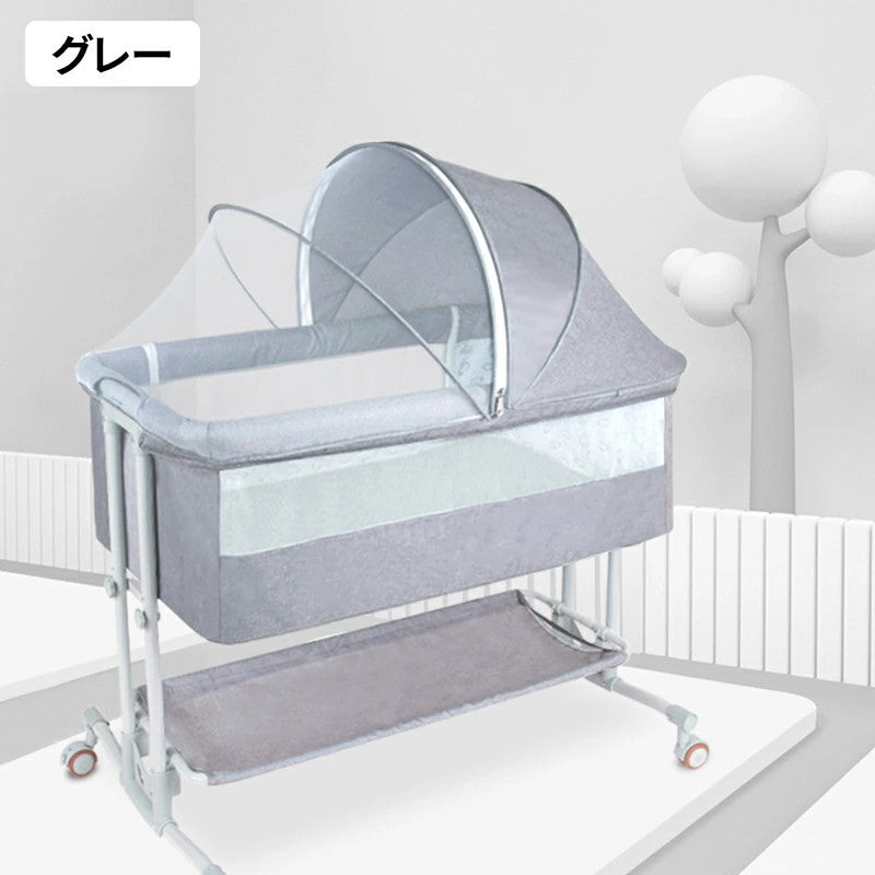 HZDMJ ベビーベッド ミニ おすすめ 添い寝 多機能 添い寝ベッド 折りたたみ 軽量 コンパクト 蚊帳 赤ちゃん 新生児 移動式 ゆりかご マットレス付き 子供用ベット 折りたたみ ベビー 洗濯可能 出産祝い