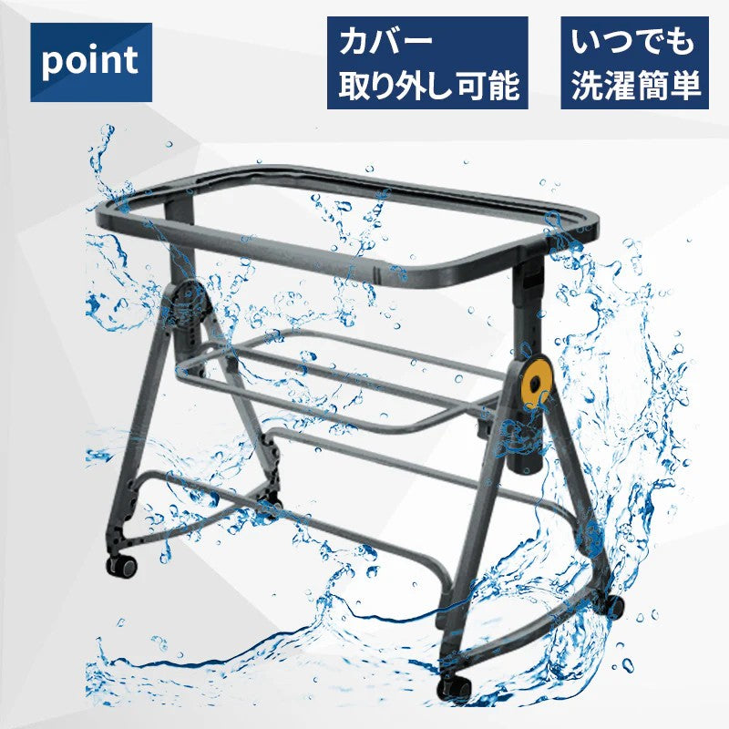 HZDMJ ベビーベッド 折りたたみ 添い寝 新生児用（0〜24ヶ月） 高さ6段階・消音昇降付き