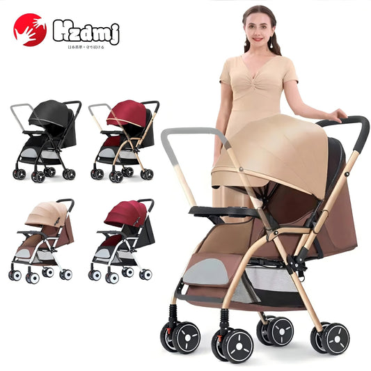 HZDMJ ベビーカー おすすめ 軽量 折りたたみ コンパクト リクライニング調整 静音キャスター SG基準 カップホルダー 新生児１才 ２才 ３才 赤ちゃん ギフト ベビー用品
