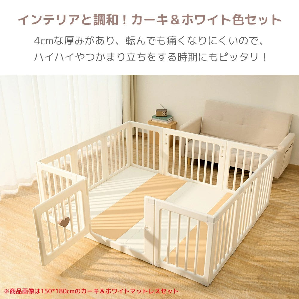 ベビーサークル プレイヤード ベッド 置くだけ ベビーフェンス 扉付き プレイサークル ドアロック 赤ちゃん 子供