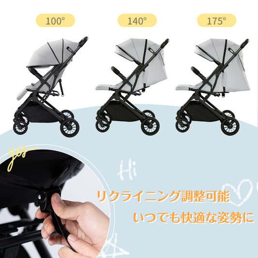 HZDMJ ベビーカー 折りたたみ 自立 軽量 コンパクト 折りたたみベビーカー 小型 リクライニング おしゃれ 出産お祝い サンシェード 新生児 通気性抜群 防寒 耐荷重15kg プレゼント ギフト