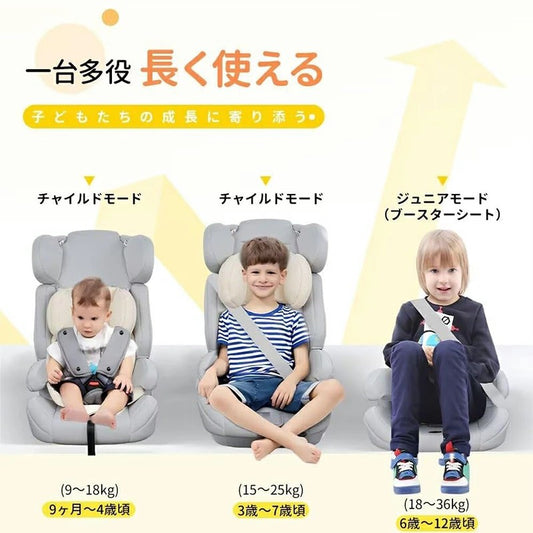 HZDMJ チャイルドシート 新生児 R44適合 9ヶ月から12歳頃まで 持ち運び 防水 シートベルト固定 クッション 車 洗える 取付簡単 チャイルドシート ジュニアシート 軽量 コンパクト 長く使える 3way 5点式ベルト