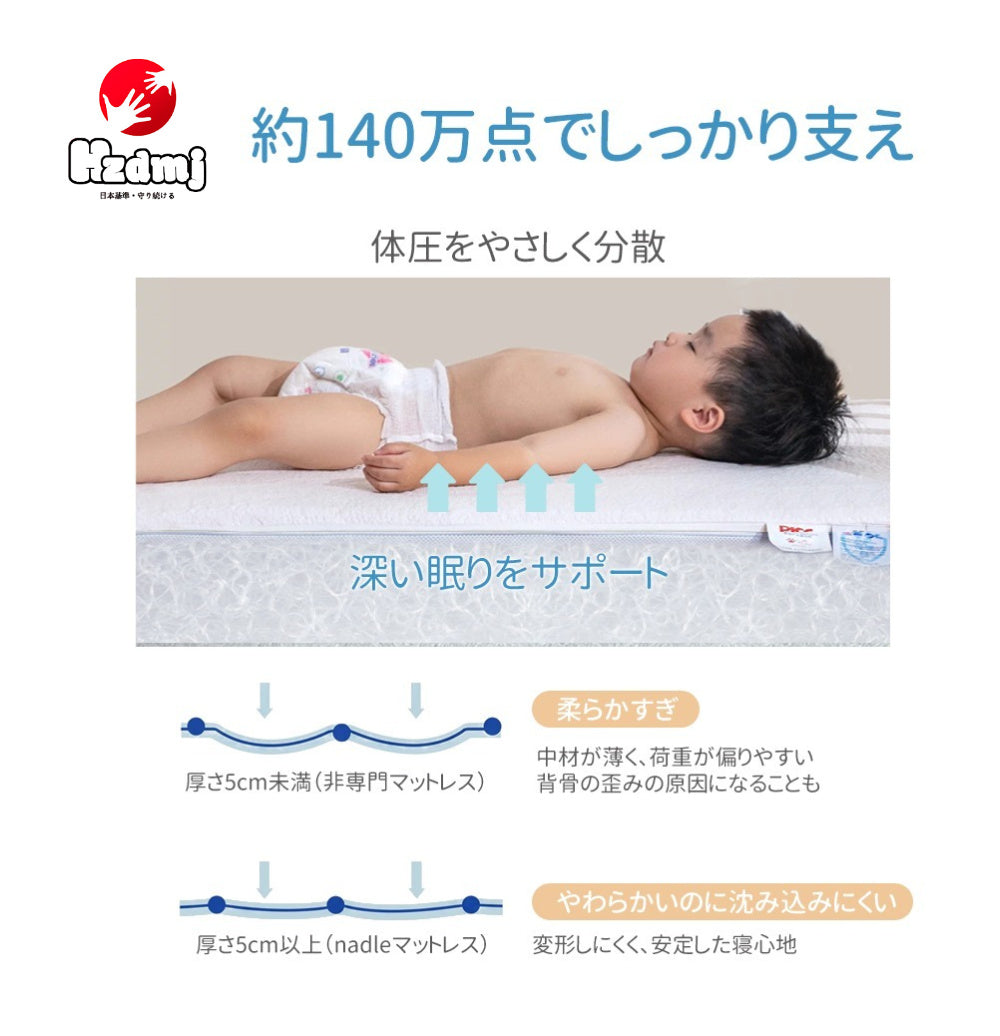HZDMJ ベビーマット ベビー マットレス 通気性 高反発 ベビーベッド エアクール 硬め 添い寝ベッド おすすめ 添い寝 ベビー布団 新生児～2才 子供用 幼稚園 保育園 学校 通販 安全 ベッドインベッド 洗える 赤ちゃん 出産祝い 新生活 ミニ