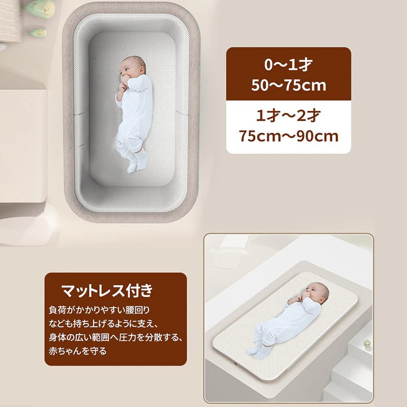 HZDMJベビーベッド 睡眠 折りたたみ式 ハイ＆ローベッド 高さ調節可能