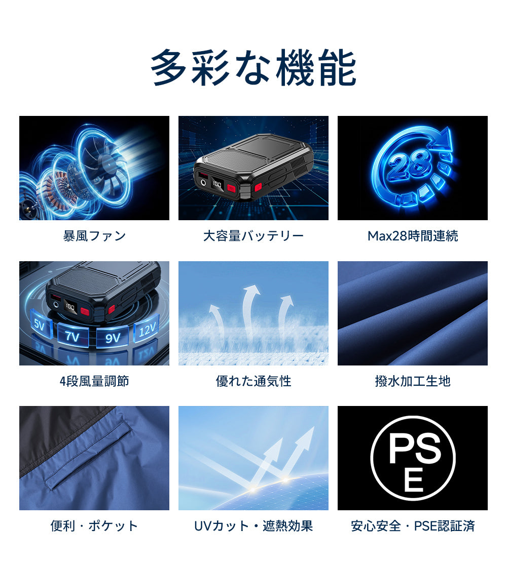 【長袖】空調服 空調ベスト  ファン付き 大容量 バッテリーセット 暑さ対策 夏用 静音 UVカット対応