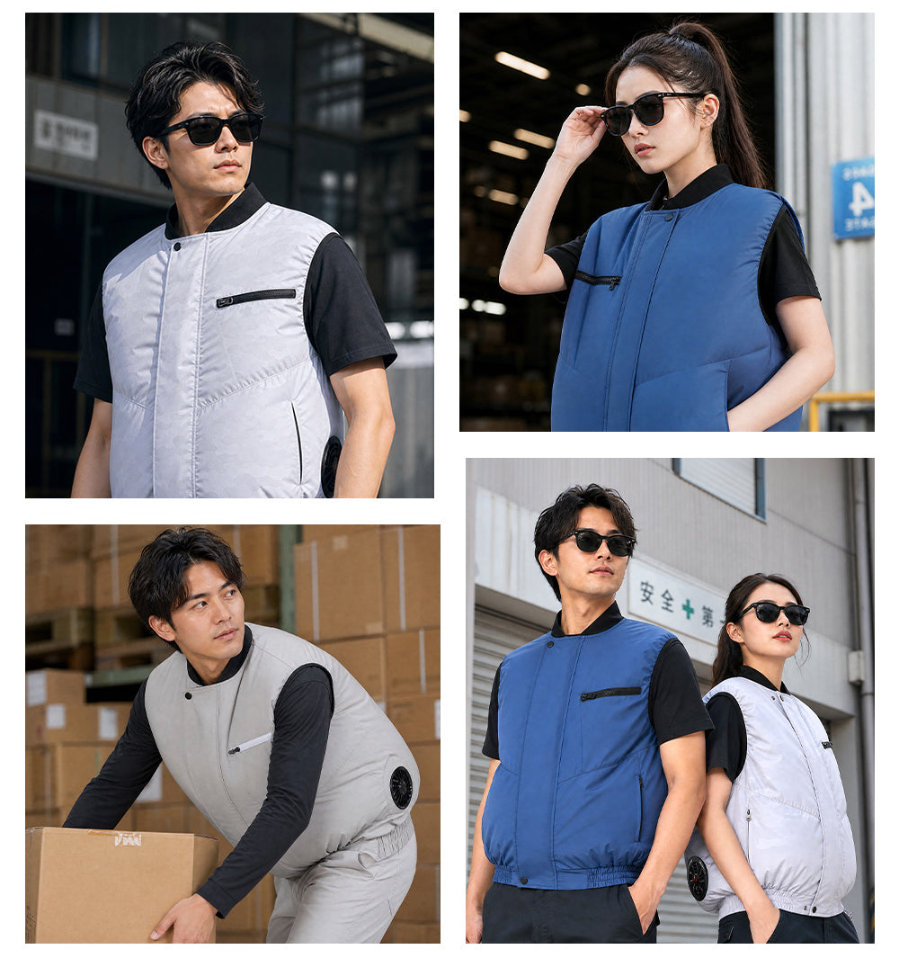 【袖なし】空調服 空調ベスト  ファン付き 大容量 バッテリーセット 暑さ対策 夏用 静音 UVカット対応